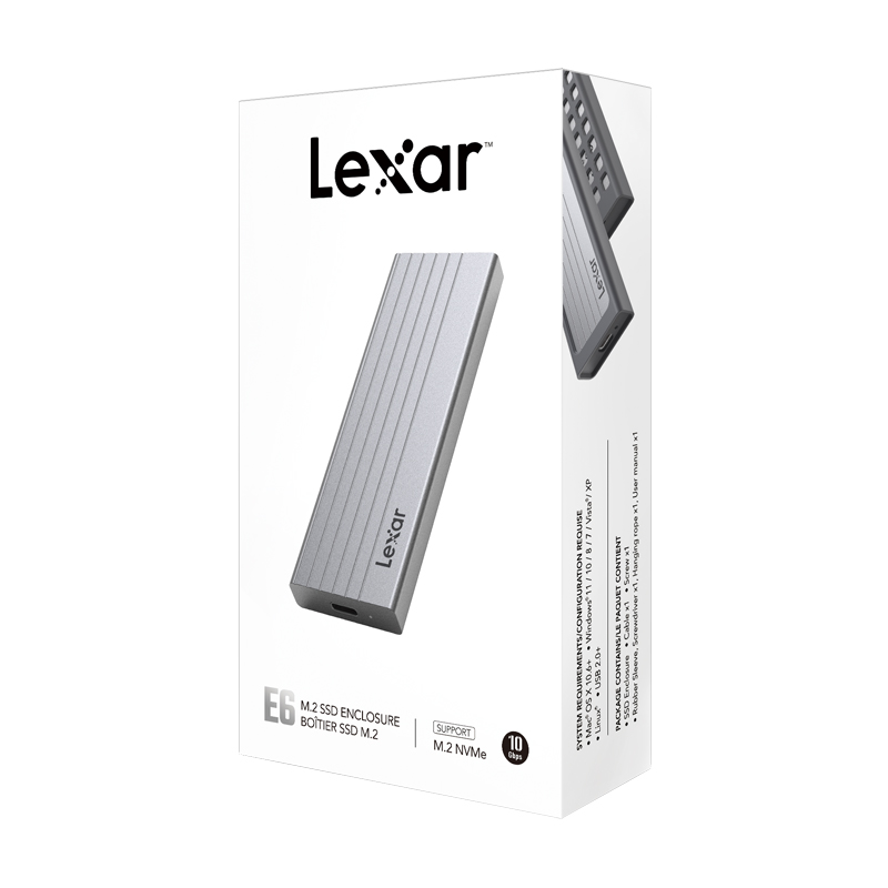 Lexar雷克沙M.2移动固态硬盘盒E6电脑手机通用typec外接ssd雷电3