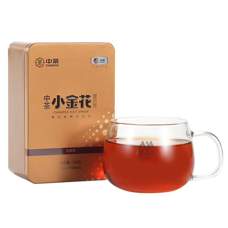 杭州 中茶 总代理商 茶叶 安化黑茶 安化小金花 金花茯茶罐装 100g 中