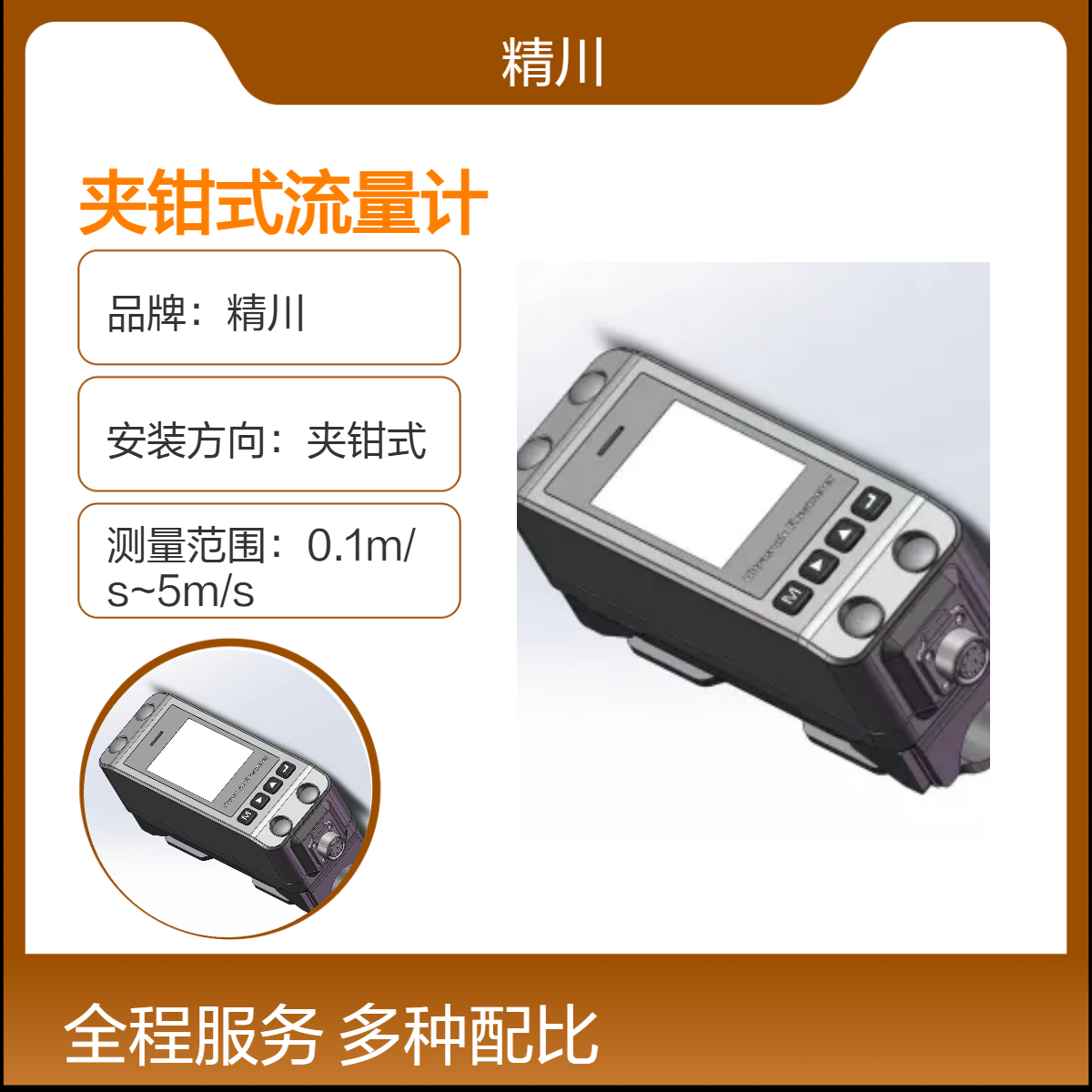 精川夹钳式液体流量计 适用于多种介质 管道外径4mm