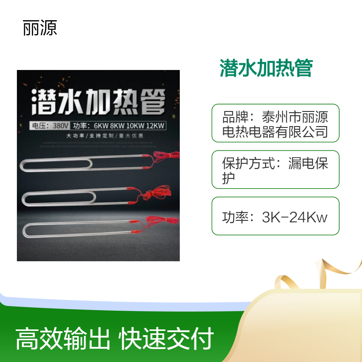 丽源电热国标不锈钢潜水加热管 12管径 漏电保护安全高效源头厂家