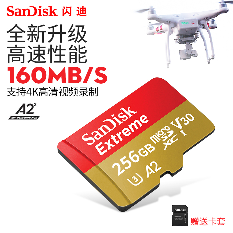Sandisk闪迪256G内存运动相机存储卡X4/X3/ACE PRO全景相机 tf卡