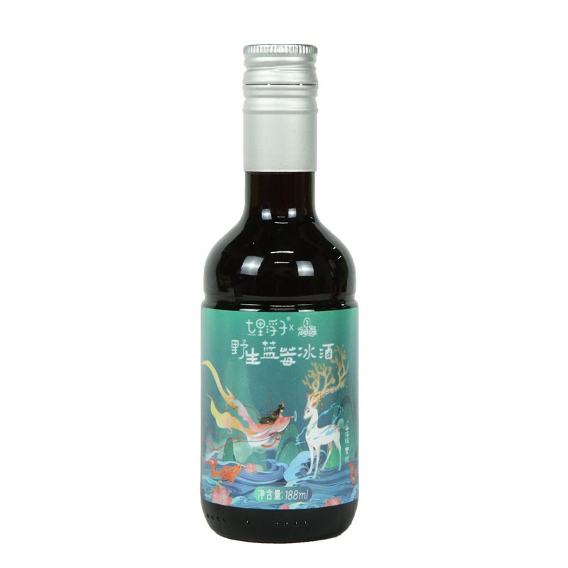 杭州 七里浮子 总代理商野生蓝莓冰酒188ml礼盒装蓝莓果酒东北特产低度