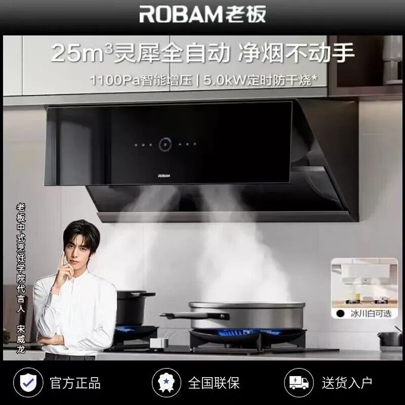 杭州 老板 总代理商 抽油烟机29X8S智能变频25风量侧式家用大力全自动 