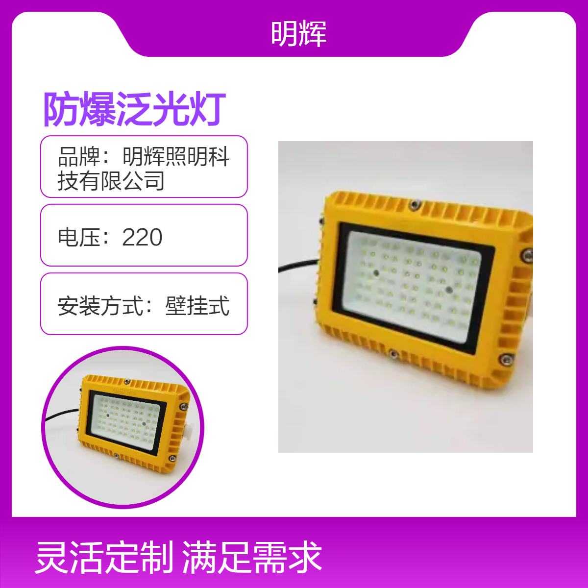 LED防爆灯壁挂式泛光照明 铝合金材质灯具50W100W