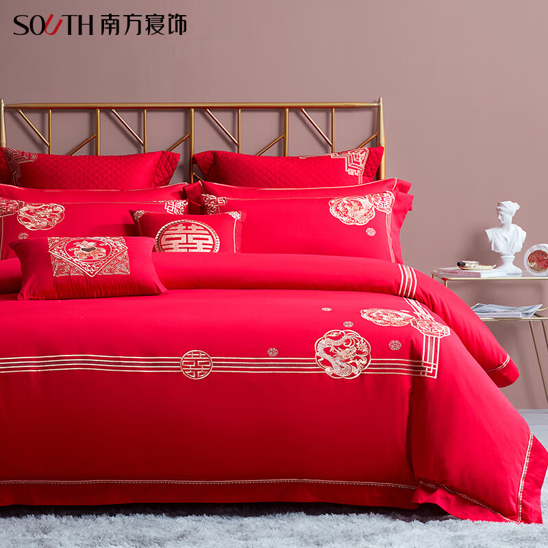 杭州 南方寝饰 总代理商 15067106445 100支全棉婚庆结婚婚房大红床单