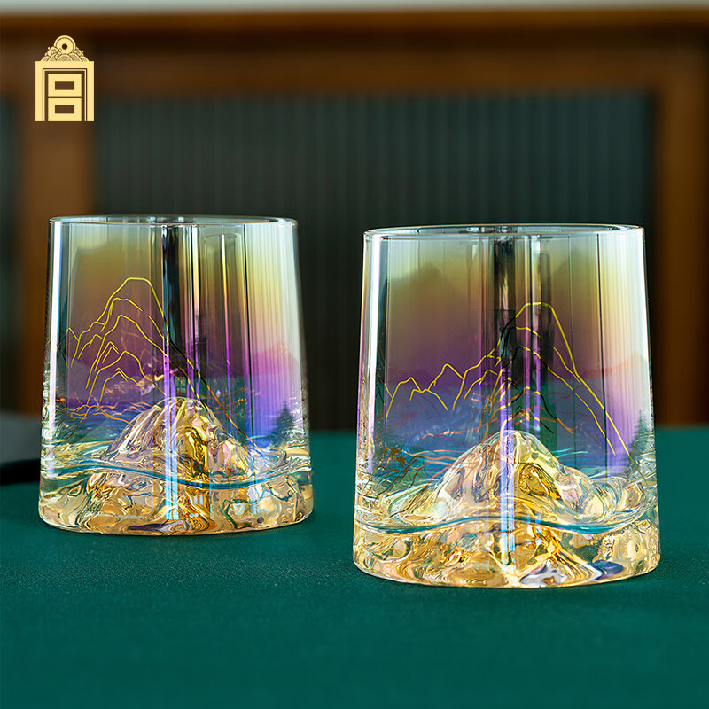杭州 故宫文化 总代理商 15067106445 千里江山?炫彩玻璃对杯 茶杯酒