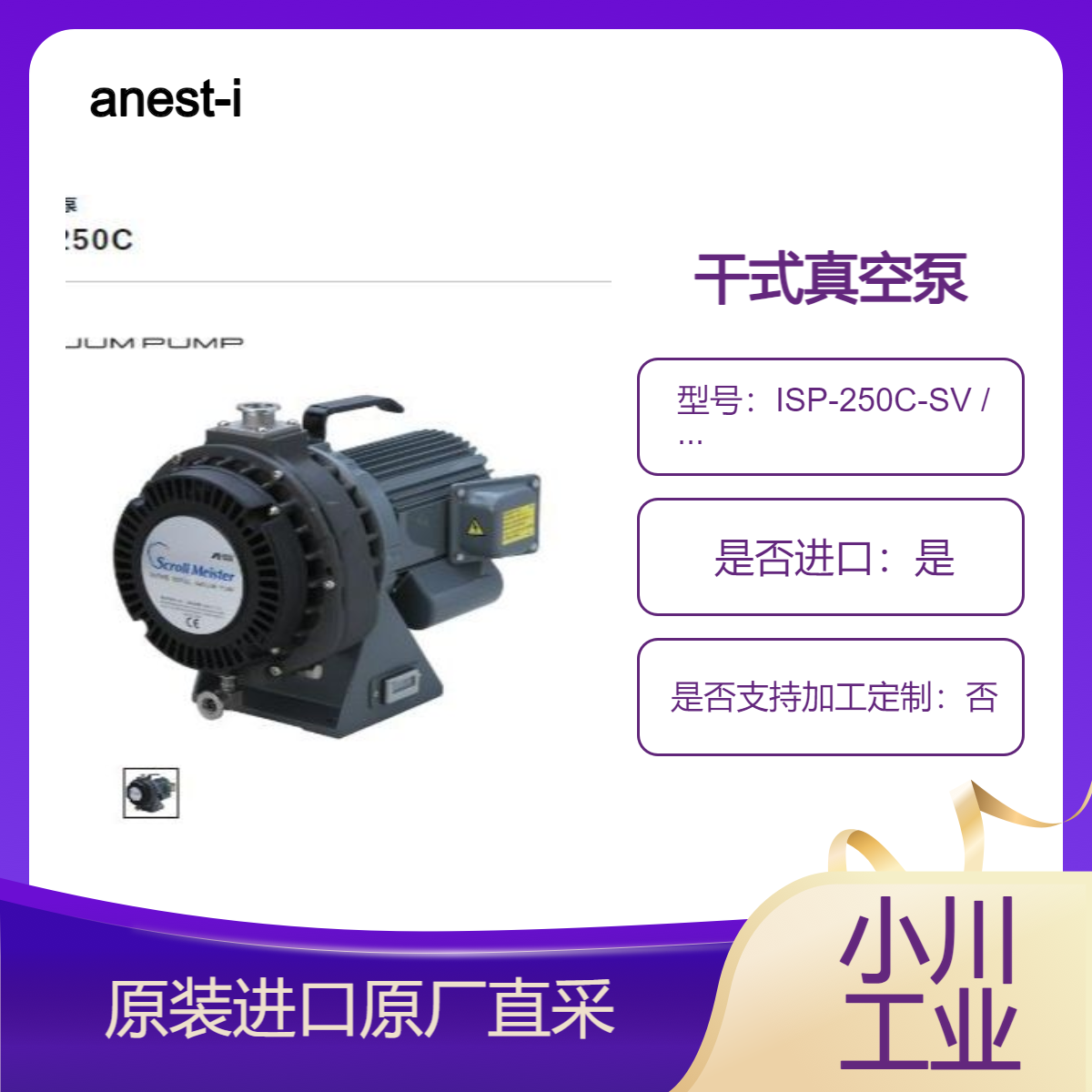 ISP-250C-SV ISP-250C-TV干式真空泵 用于各种排气设备 anest-iwata
