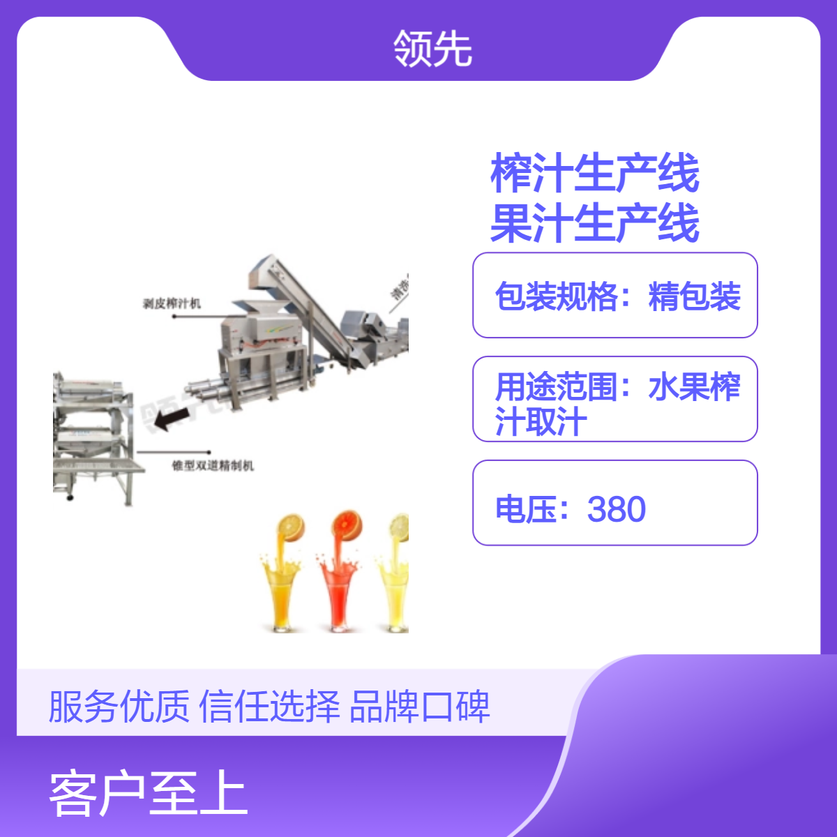 多种果蔬汁加工生产线设备，柑橘、脐橙、荔枝、芒果 果汁生产线设备