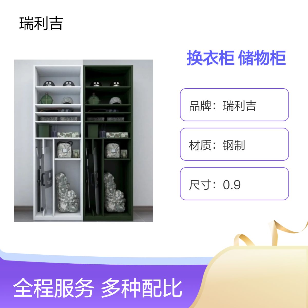 现代简约钢制换衣柜 RLJ型号储物柜 静电喷塑 品牌五金