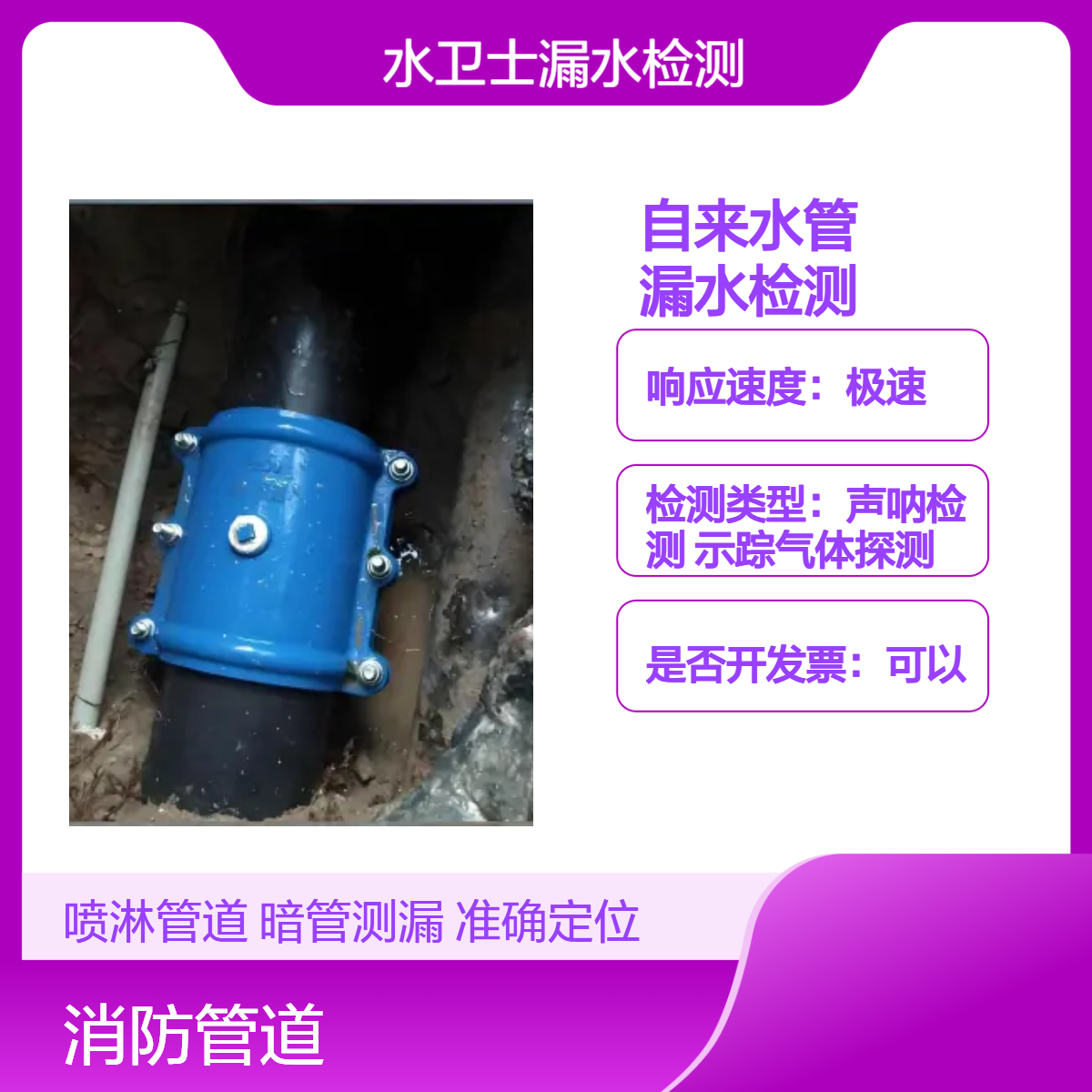苏州漏水检测测堵 管道修复 水卫士管道工程仪器查漏水上门安全施工