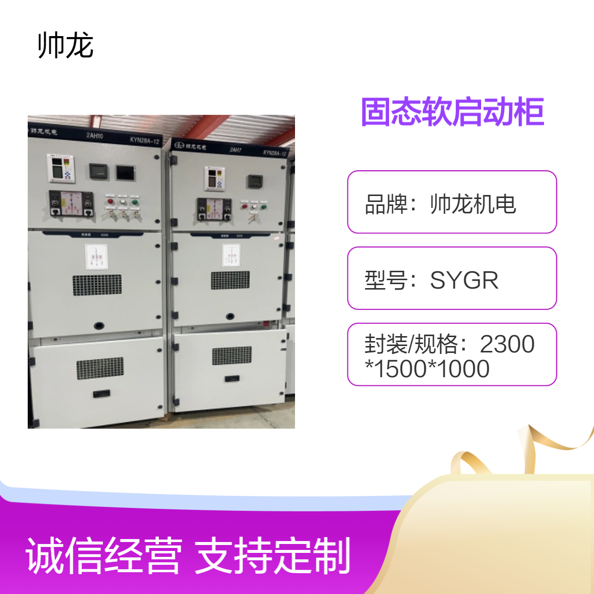帅龙机电SGR固态软启动柜 球磨机 空压机水泵起动柜