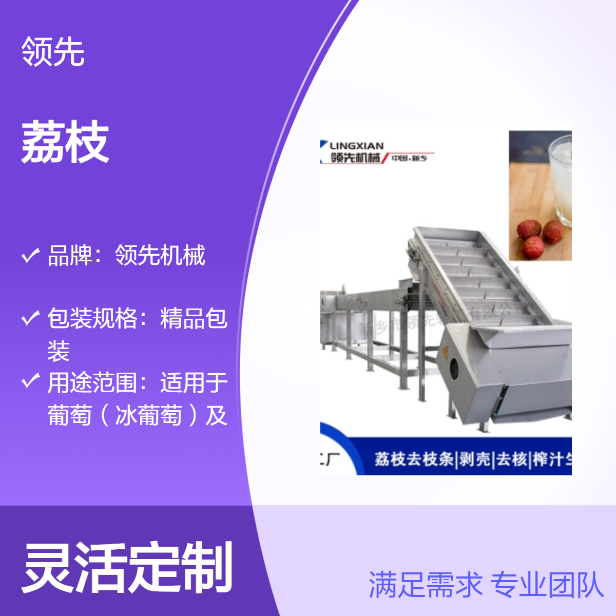 荔枝去皮机、果汁饮料生产线设备，全自动操作