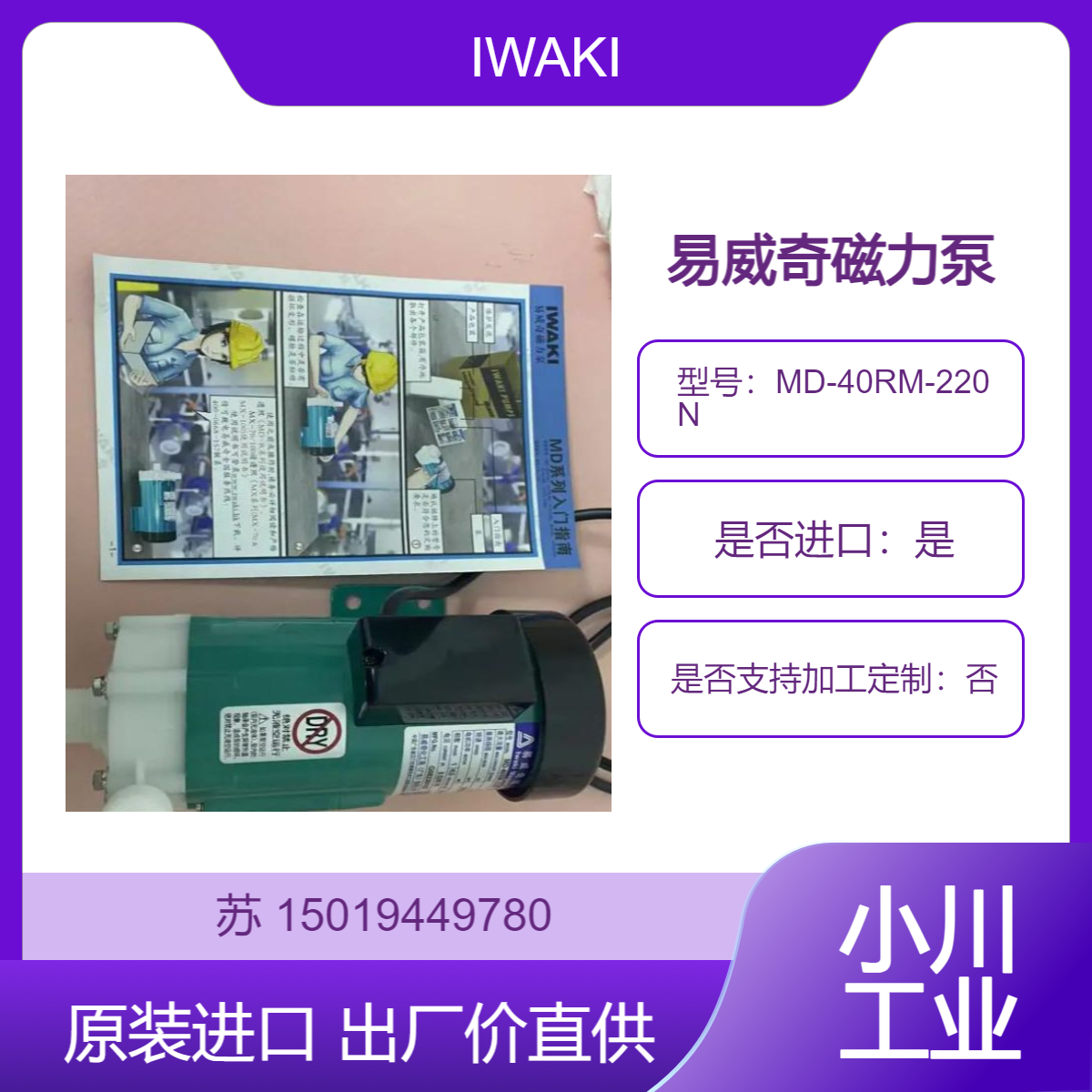 MD-40RM-220N 日本IWAKI易威奇 磁力泵 用于饮用水二次杀菌等