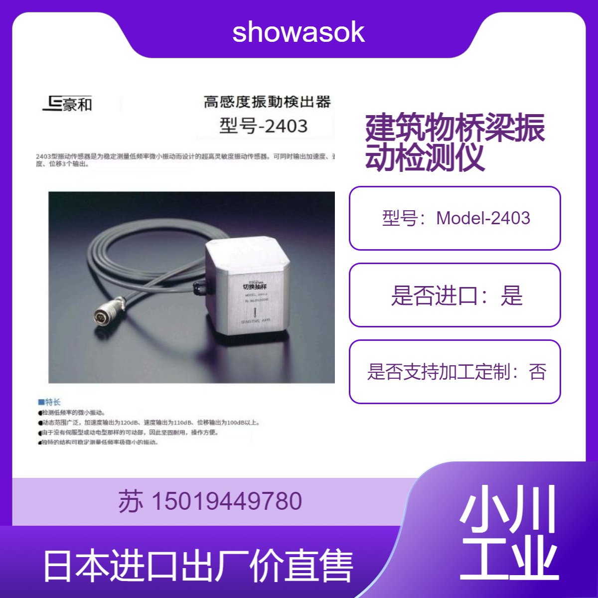 Model-2403高灵敏度振动探测器用监控单元2403-12 日本showasokki