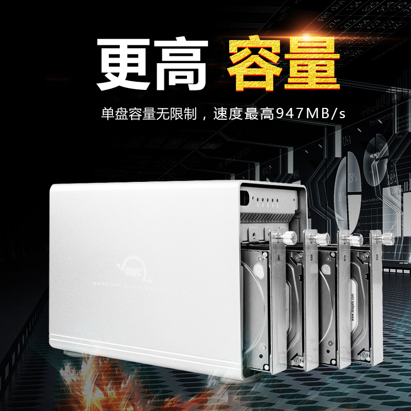 OWC 3.5寸硬盘箱磁盘阵列柜USB3.1gen2口typeC接口4盘位raid阵列