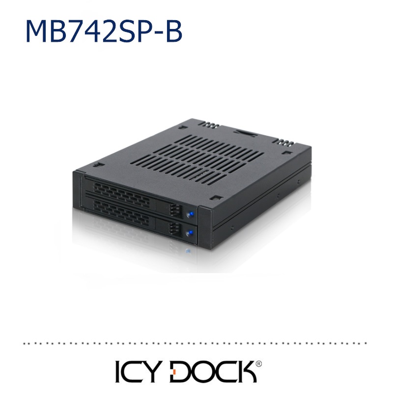 ICY DOCK MB742SP-B 3.5转双2.5寸SATA固态SAS软驱内置硬盘抽取盒