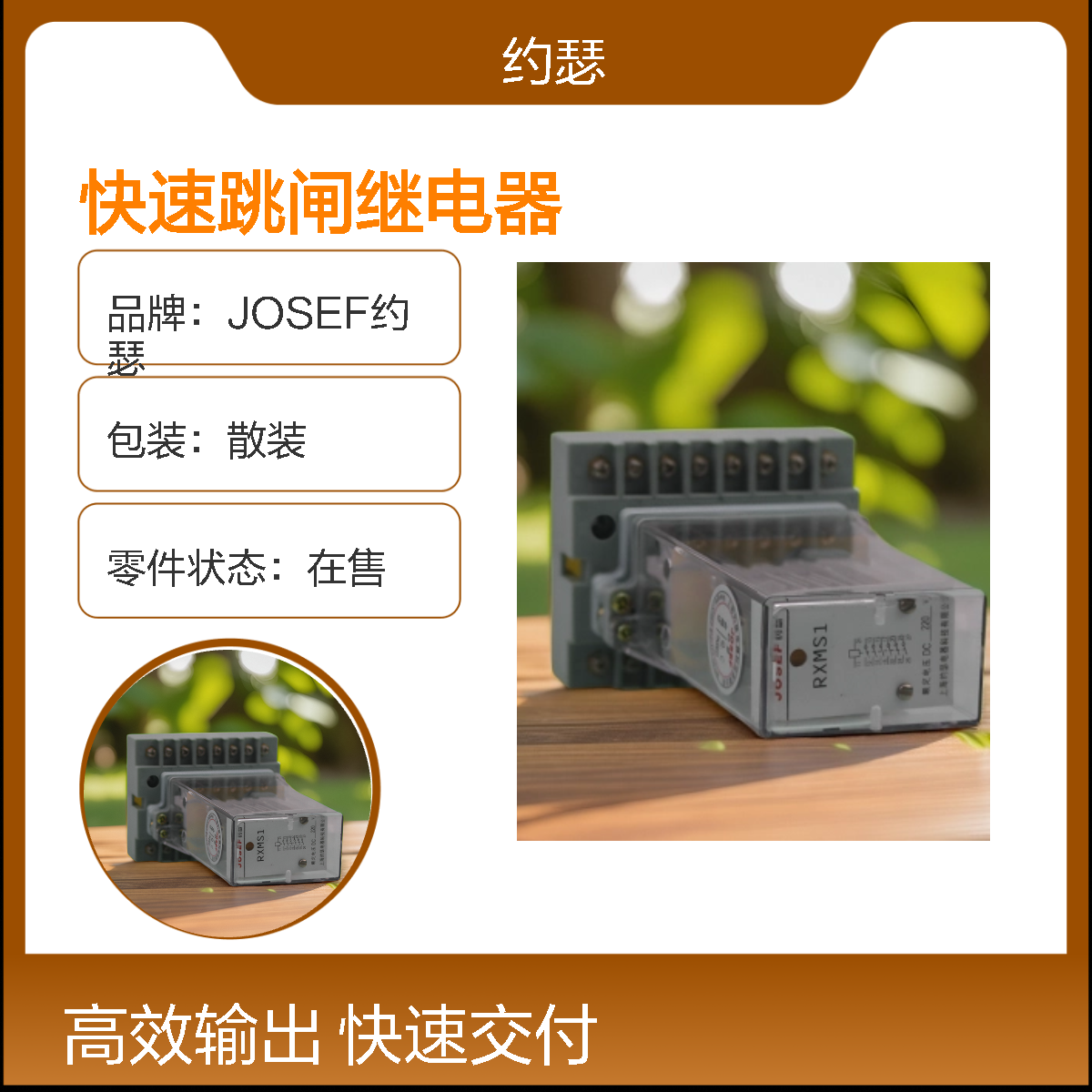 JOSEF约瑟 RXMS1-RK216 466GT快速跳闸继电器 底板安装