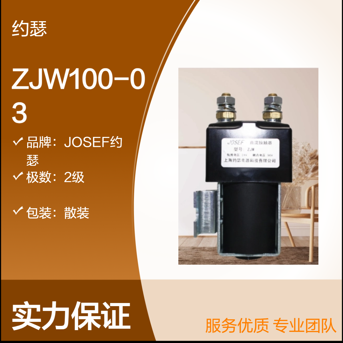 JOSEF约瑟 ZJW100-03直流接触器 额定电压220V，频率50HZ 运算快