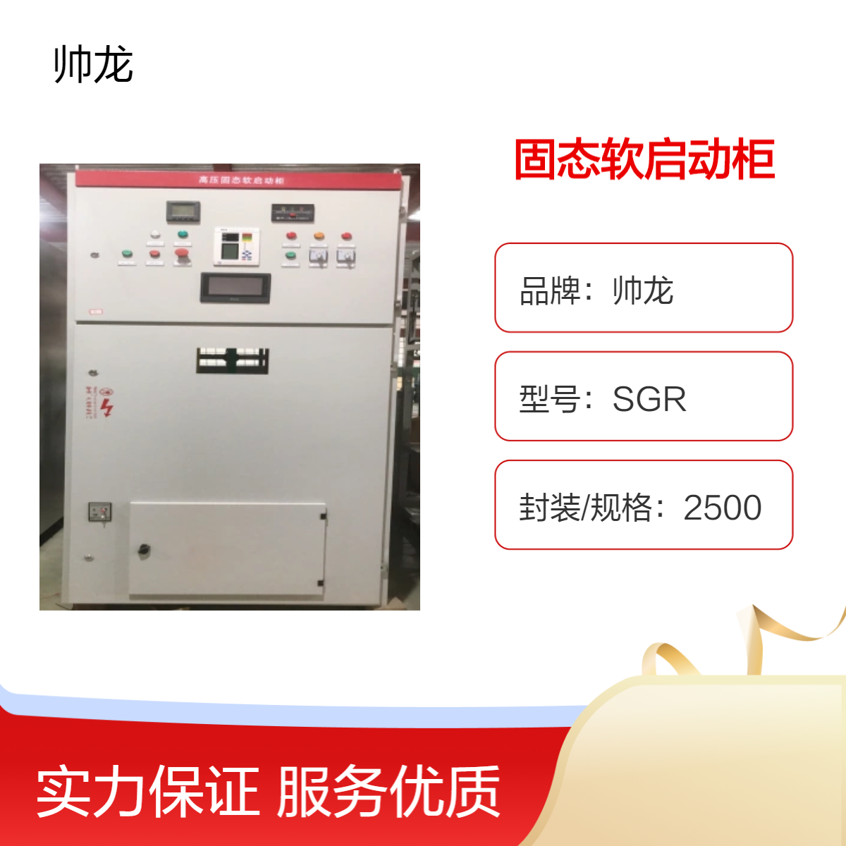 帅龙SGR固态软启动柜 泵站用高压电机软启动控制柜