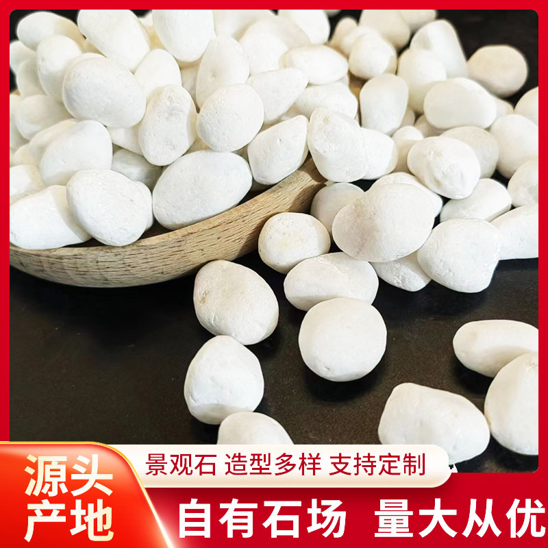 鹅卵石园林白石子白色石子造景白石头庭院厂家批发枯山水机制砾石