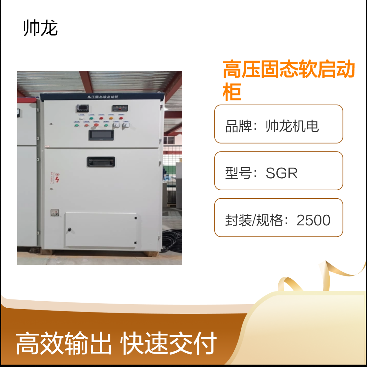 帅龙机电SGR型高压固态启动柜 700kw球磨机 鼠笼电机软起动柜