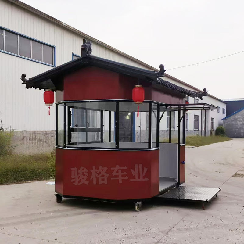 复古手推摆摊车流动早餐快餐车烧烤炸串美食商场商业街景区小吃车
