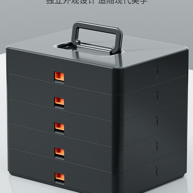 壹家居家用分层工具箱套装电动螺丝刀五金电工维修园林堆积箱