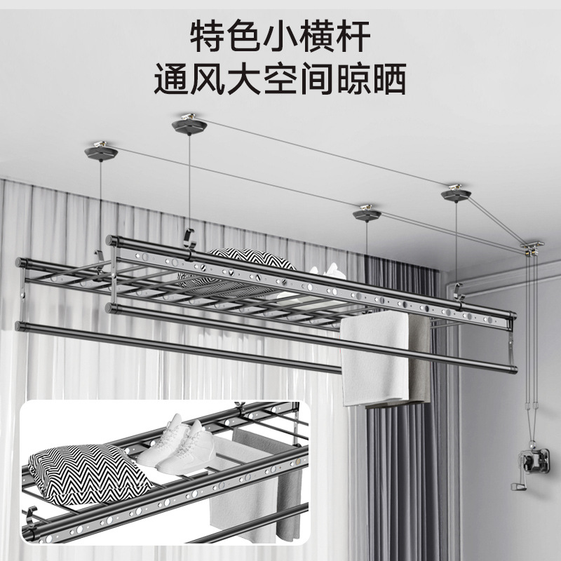 PK7J升降晾衣架阳台手摇晾衣杆双杆式室内自动折叠晒被凉衣架