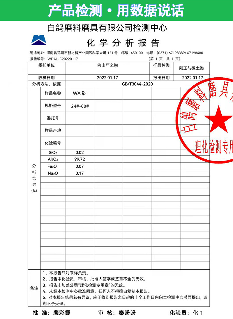 白刚玉化验单 2022