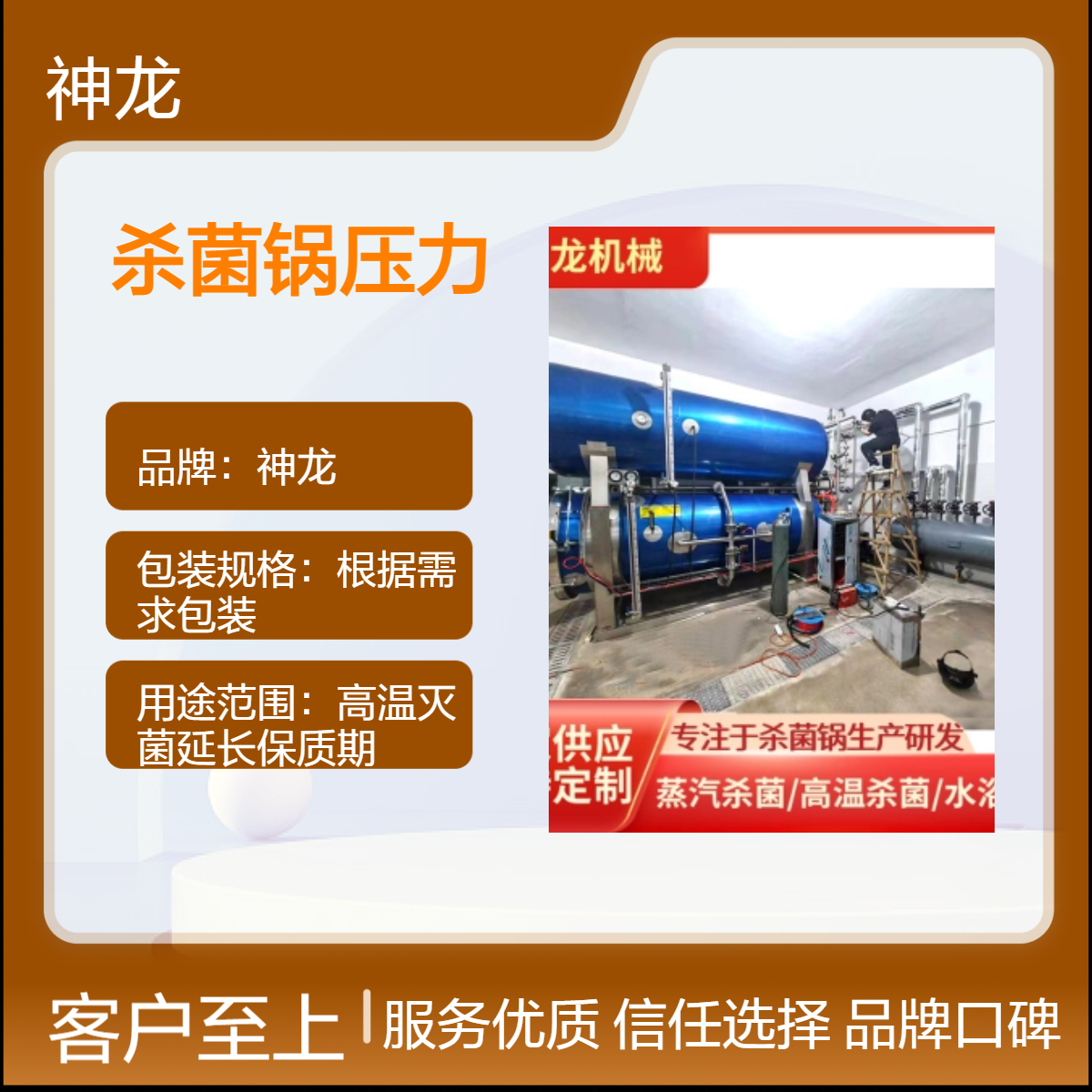 神龙高温杀菌锅压力 熟食包装高压灭菌设备 延长保质期灭菌釜厂家