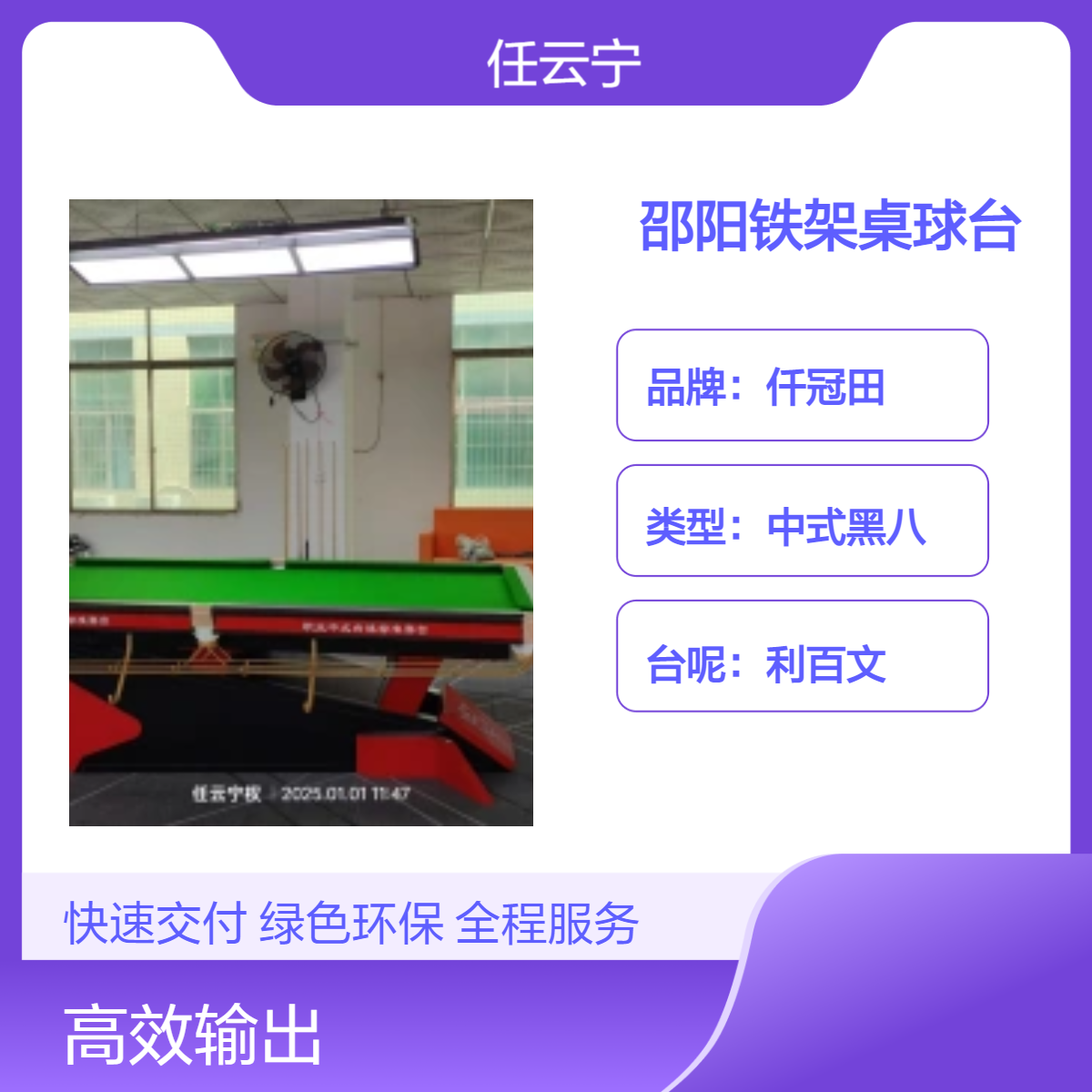 利百文台尼 铁架桌球台 独牙款台球桌 战神机甲台球桌