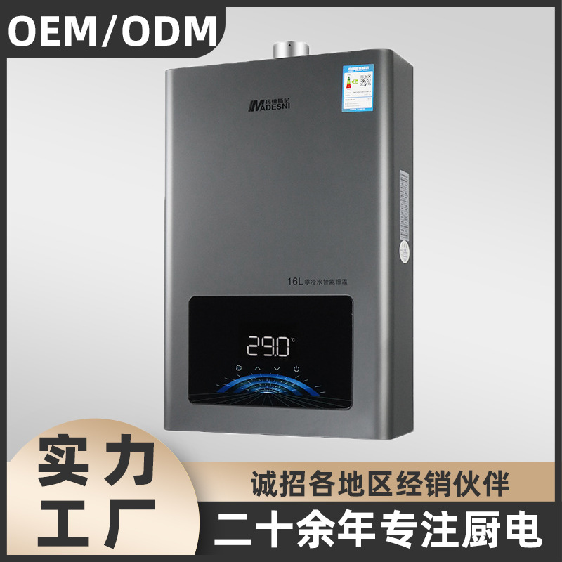 定制批发燃气热水器 强排式零冷水16升即热式智能家用燃气热水器