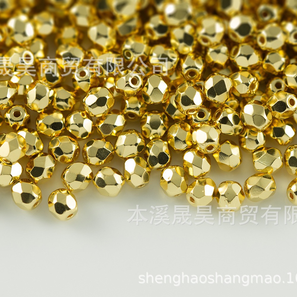 批发捷克进口 单孔镀金银火魔珠琉璃珠玻璃珠DIY串珠配件饰品材料