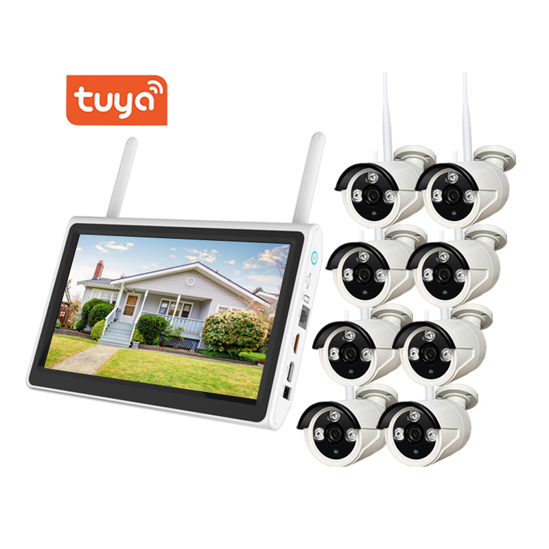 涂鸦10.1寸无线监控套装家用商用高清摄像头全套Wifi Cctv Camera