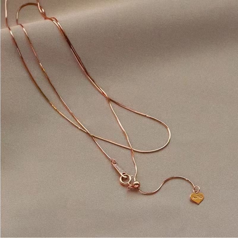 18K金项链细蛇骨项链 AU750彩金diy可调节黄金项饰女锁骨简约气质