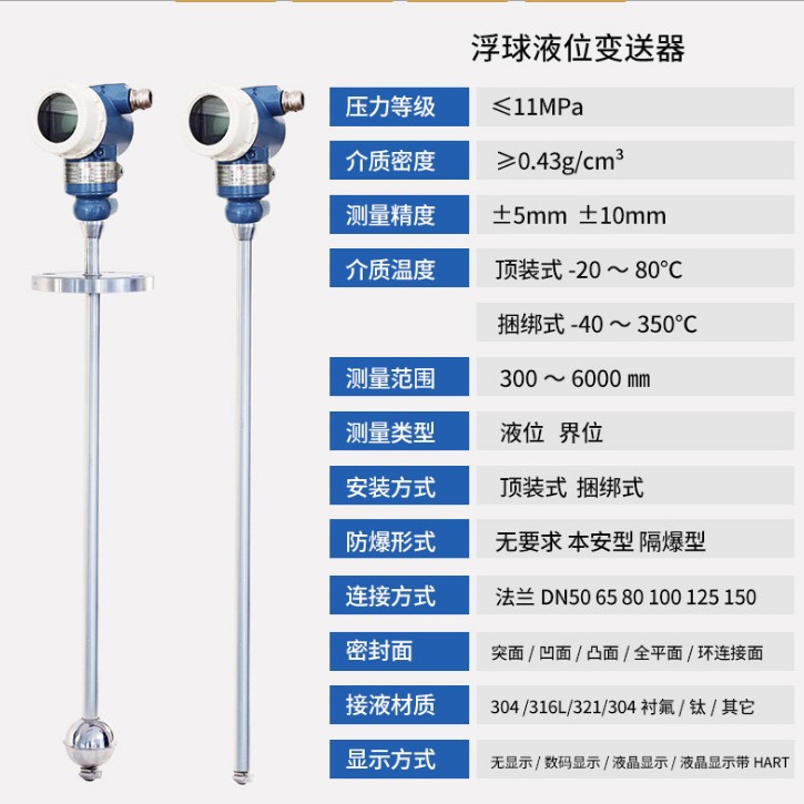 浮子液位计顶装浮球液位变送器磁浮子工业仪表304衬氟PTFE厂家