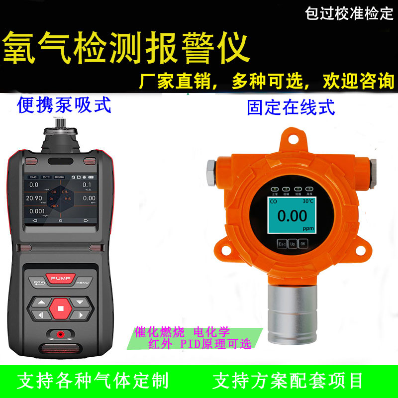 在线式氧气检测报警仪浓度超标探测报警在线式便携式氧气检测仪