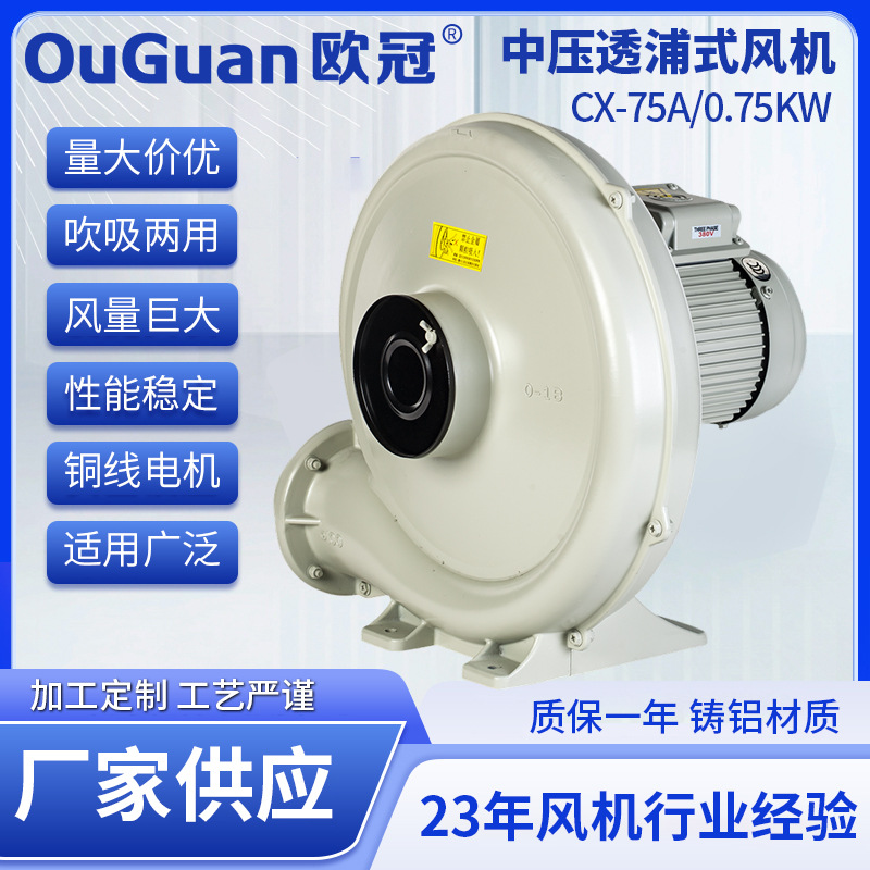 CX-75A(0.75KW)欧冠中压风机离心吹风机抽风机送风机输送吸尘集尘