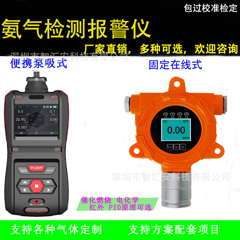氨气检测仪手持NH3泄露探测器浓度超标报警在线式便携氨气检测仪