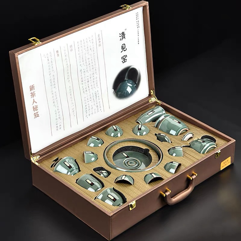 高端清见窑茶具套装家用歌窑办公室陶瓷功夫整套冰裂瓷泡茶壶礼品