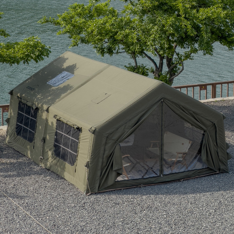 军鑫Coody17.2㎡充气帐篷小屋军绿色户外野营防雨免搭建露营帐篷
