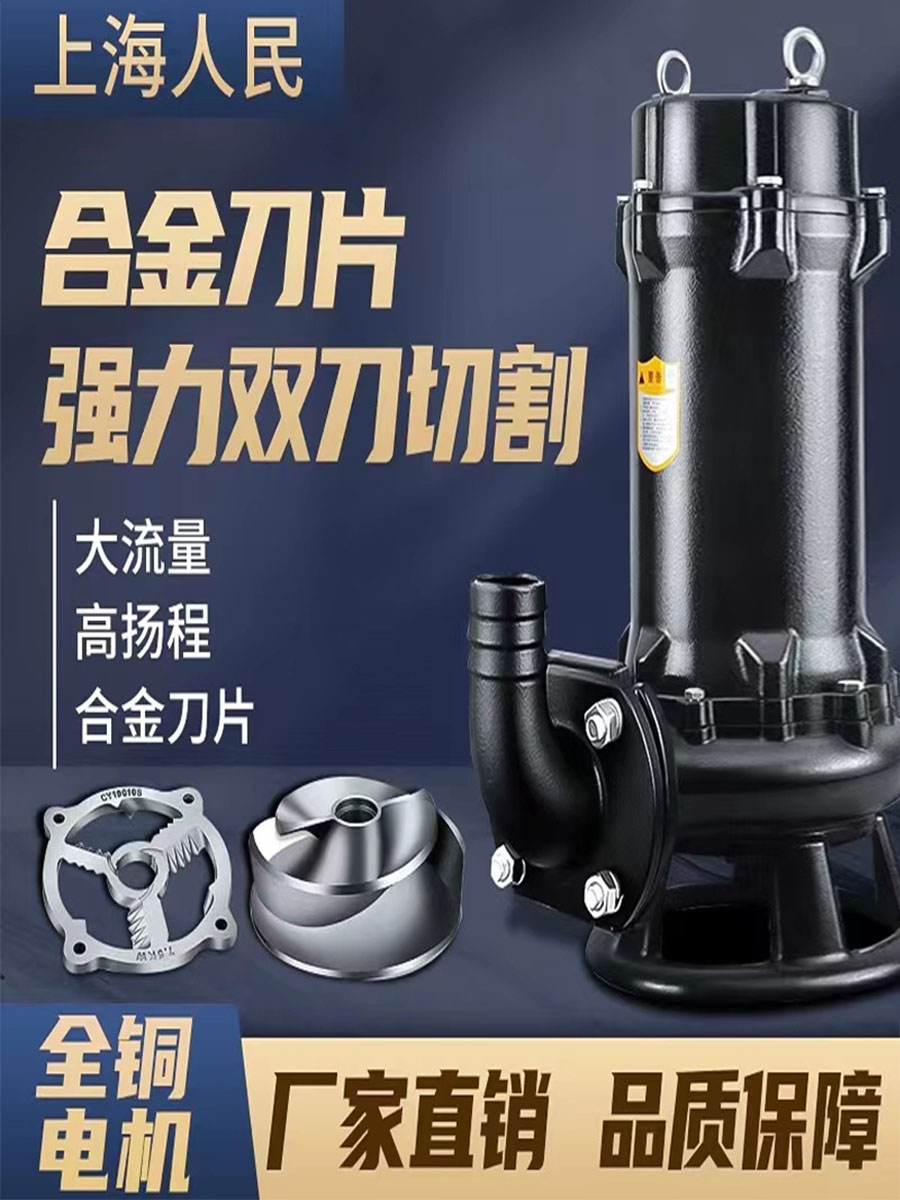 上海切割式污水泵家用小型水泵380V化粪池泥浆排污泵沼气池