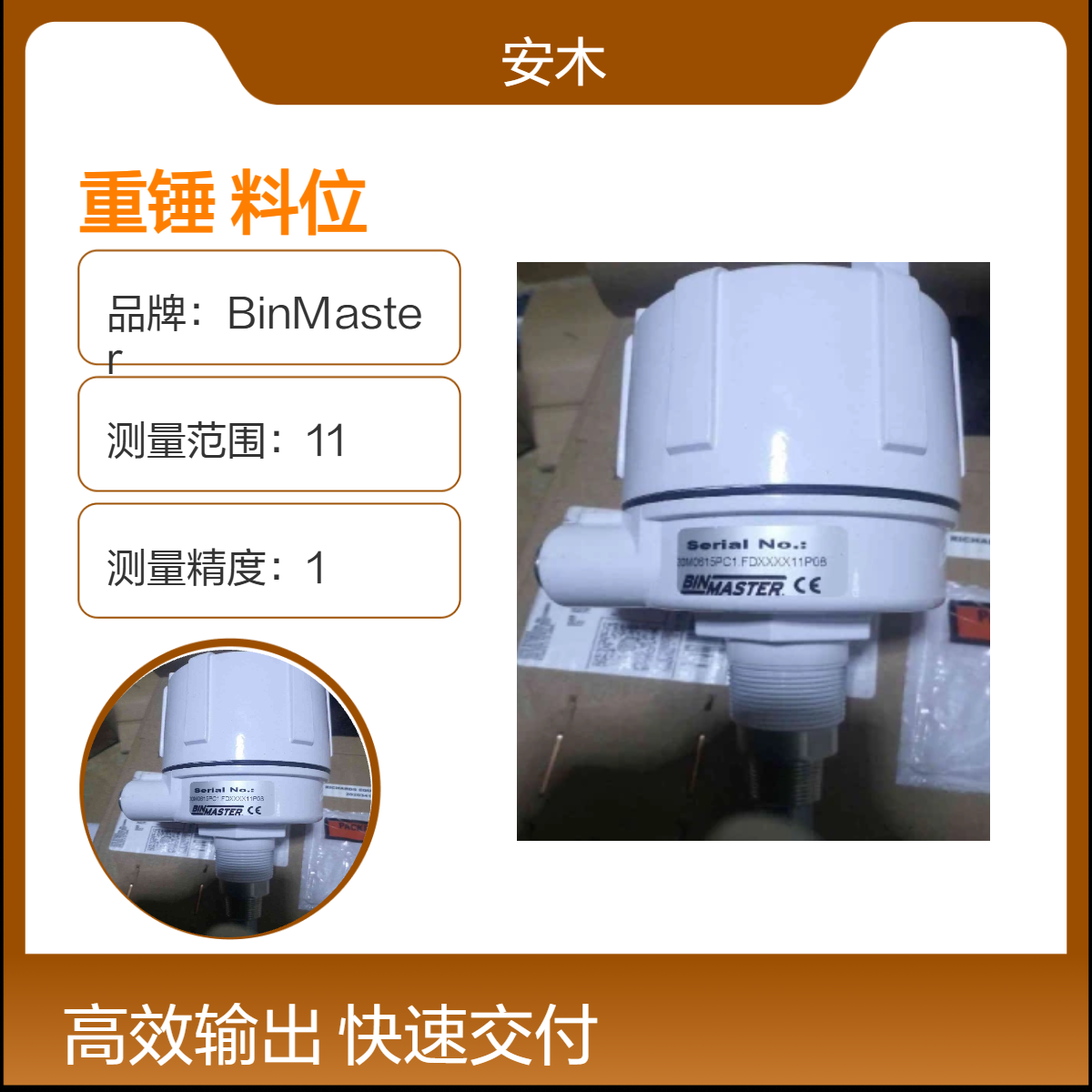BinMaster型重锤料位计 BMRX系列料位计 测量范围11 额定电压230V