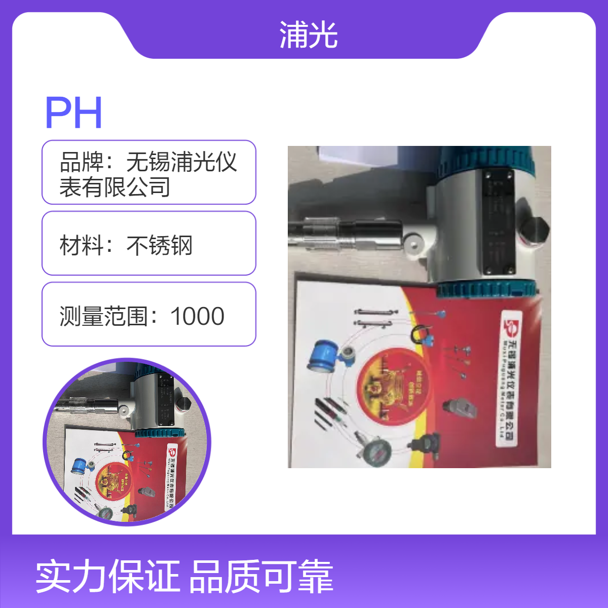 浦光 不锈钢法兰螺纹工业用PH计测量仪 配数字表 220V防爆CT6