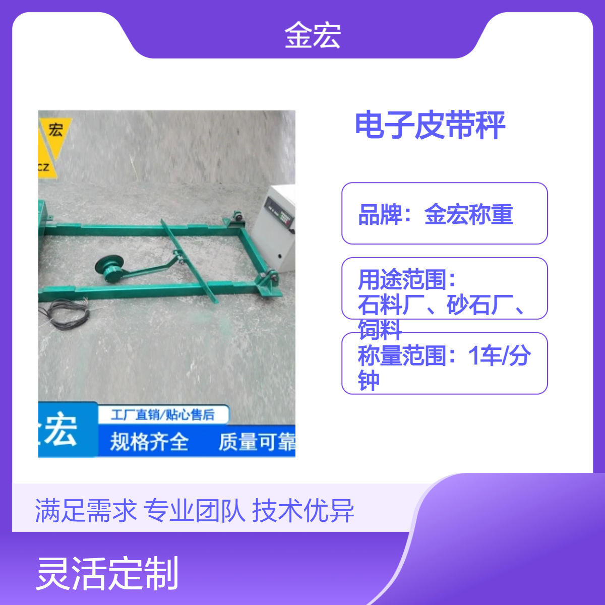 金宏称重自动化电子皮带秤 380V供电 高效精准