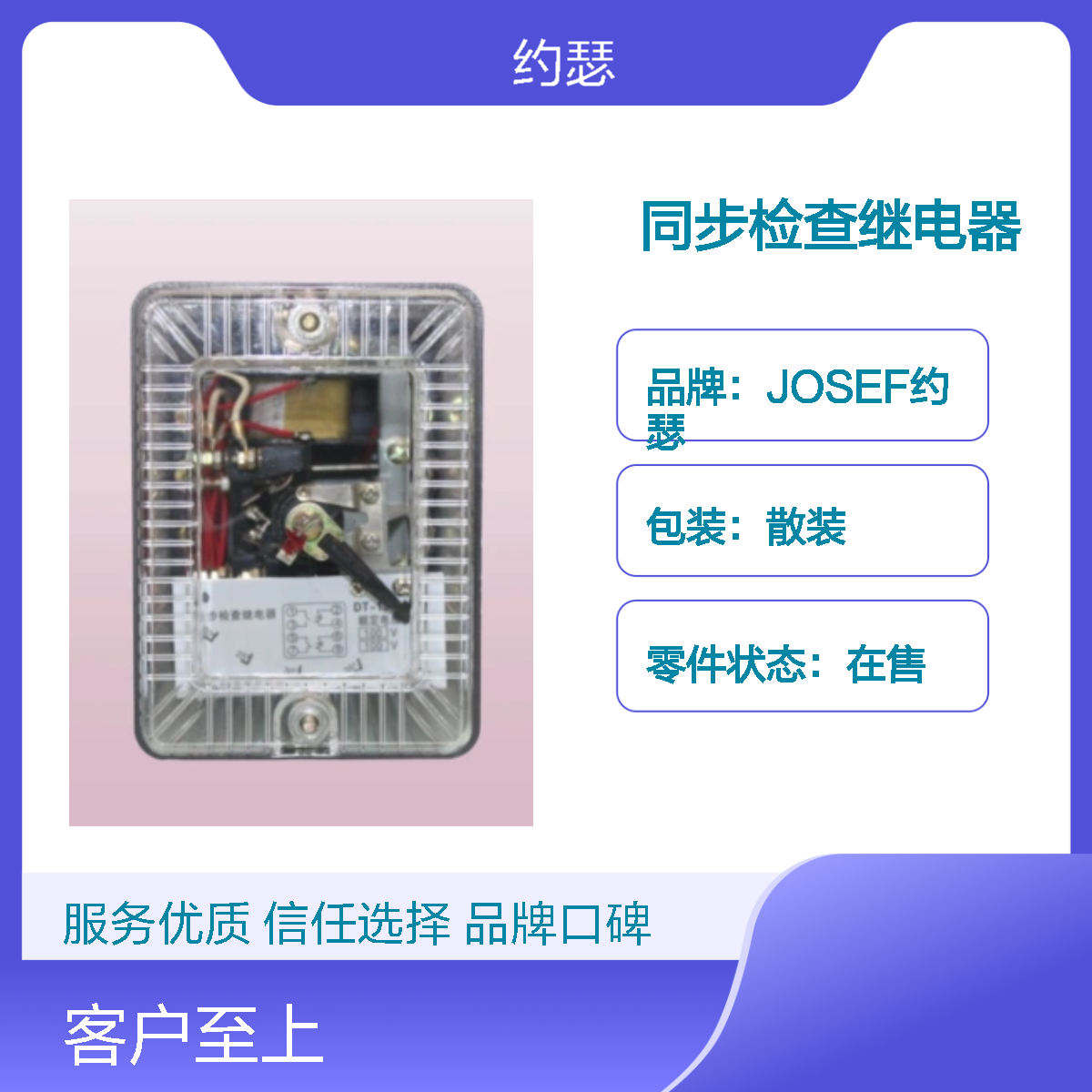 JOSEF约瑟 DT-13/200同步检查继电器 110VDC 板前接线