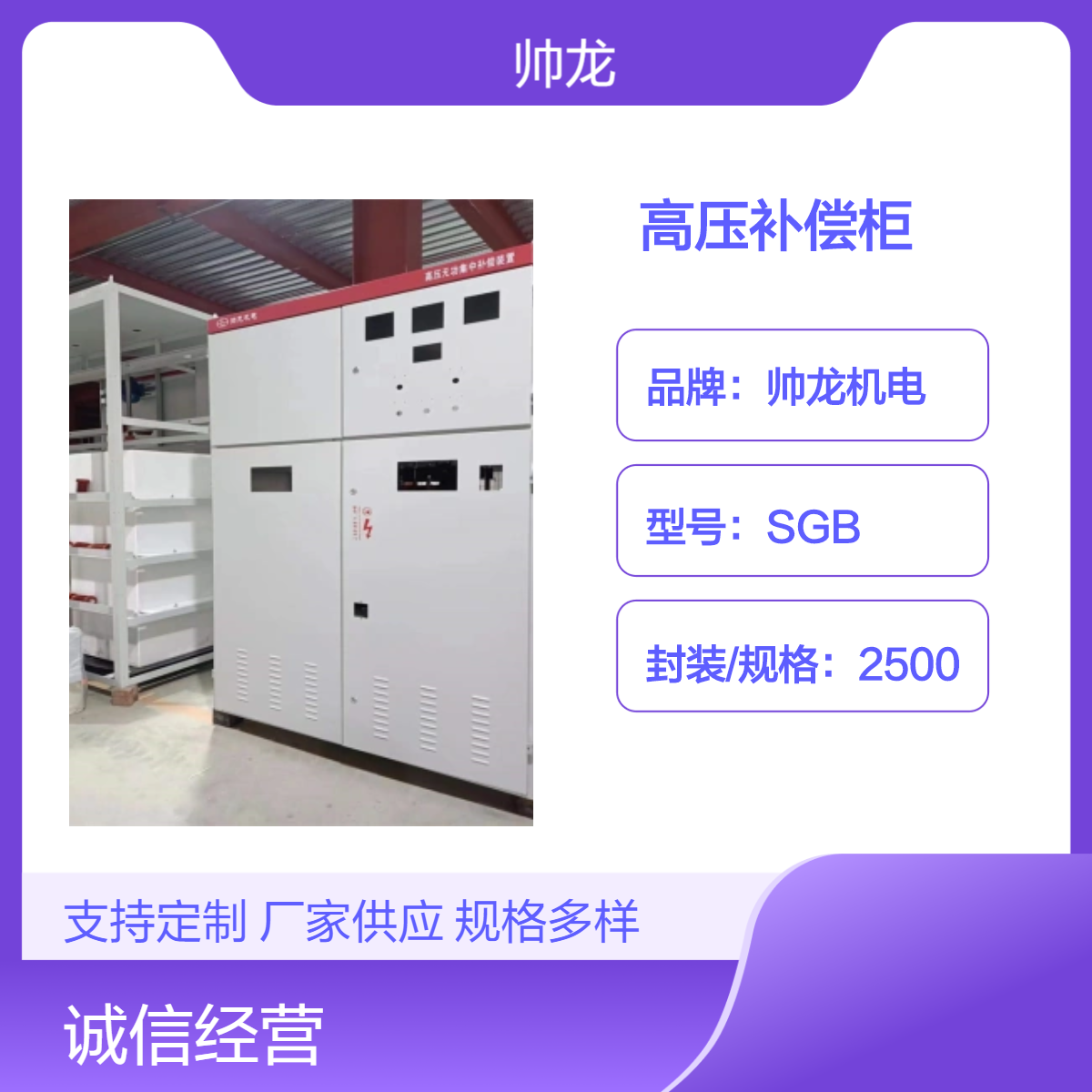 帅龙机电SGB型高压电容补偿柜 200kvar电机补偿装置
