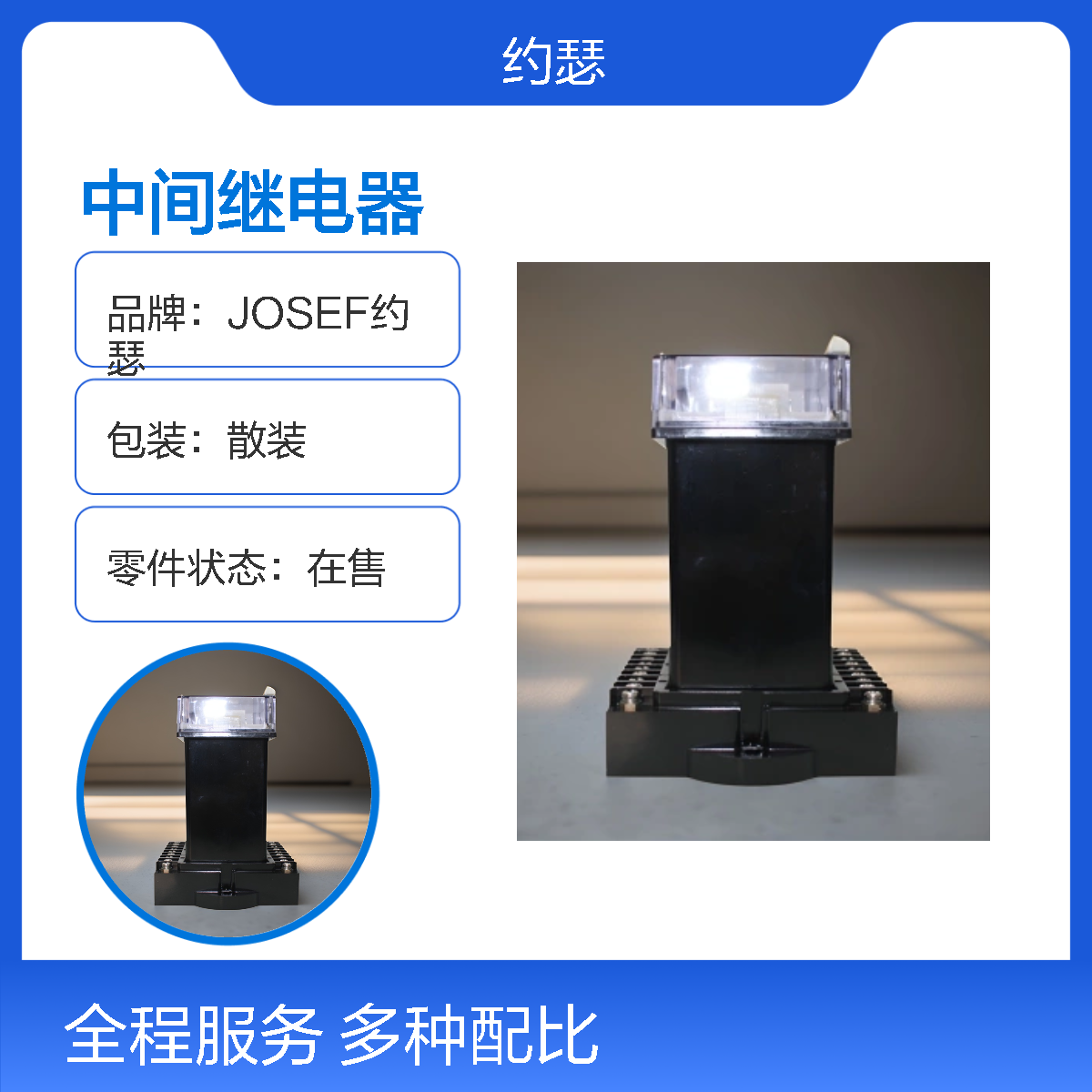 JOSEF约瑟 DZS-254中间继电器 110VDC 板后安装
