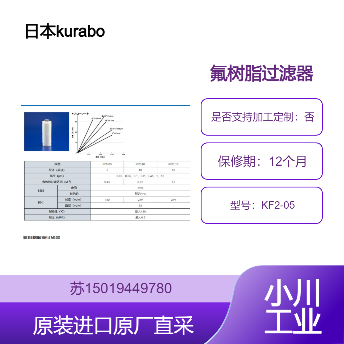 kurabo KFFE10 氟树脂过滤器 高精度过滤 实验室工业用 耐腐蚀耐高温