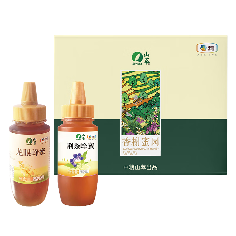 杭州中粮总代理商15067106445山萃香榭蜜园蜂蜜礼盒500g
